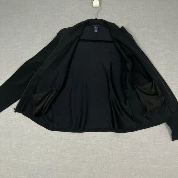GAP Stretch Athletic Jacket Sz Large Black Full Zip Running Warm Up Sport Jacket - Picture 3 of 9